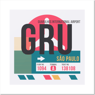 Sao Paulo (GRU) Airport Code Baggage Tag Posters and Art